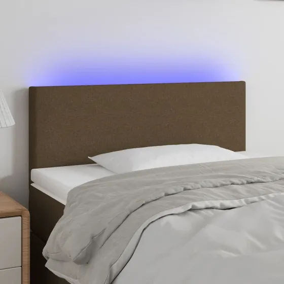 vidaXL Sengegavl med LED-lys 90x5x78/88 cm mørkebrun