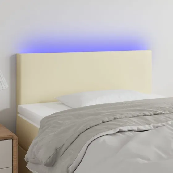 vidaXL Sengegavl med LED-lys 90x5x78/88 cm cremefarvet