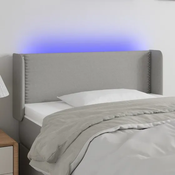 vidaXL Sengegavl med LED-lys 83x16x78/88 cm lysegrå