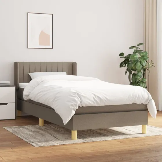 vidaXL Kontinentalseng 90x190 cm Gråbrun med Madras og Justerbar Gavl