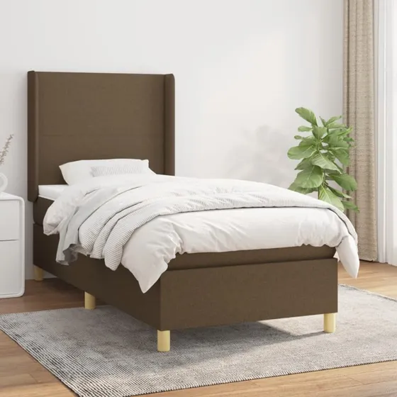 vidaXL Kontinentalseng 90x190 cm mørkebrun med pocketfjedre