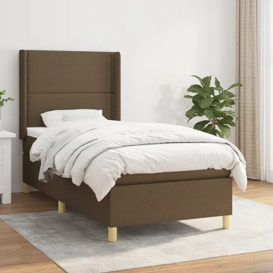 vidaXL Kontinentalseng 90x190 cm mørkebrun med pocketfjedre