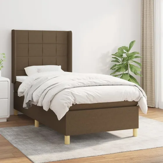 vidaXL Kontinentalseng 90x190 cm mørkebrun med pocketfjedre