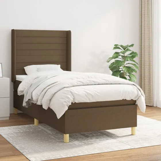 vidaXL Kontinentalseng 90x190 cm mørkebrun med pocketfjedre