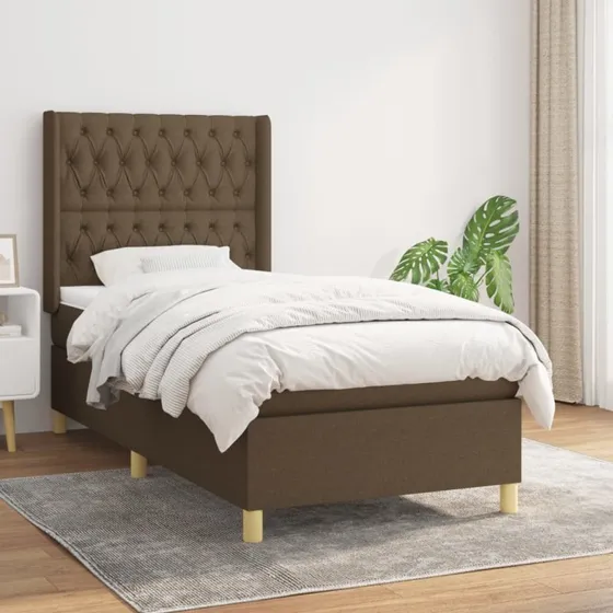 vidaXL Kontinentalseng 90x190 cm mørkebrun med pocketfjedre