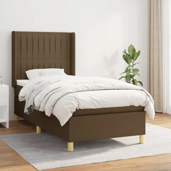 vidaXL Kontinentalseng 90x190 cm mørkebrun med pocketfjedre