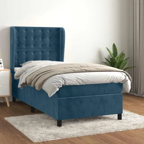 vidaXL Kontinentalseng 80x200 cm med fløjlsmadras mørkeblå