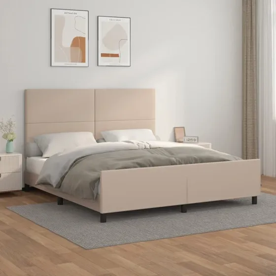 vidaXL Sengeramme 160x200 cm cappuccino kunstlæder med justerbar højde