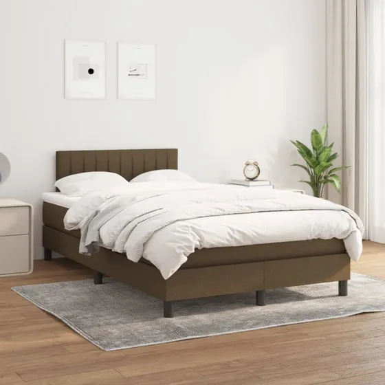 vidaXL Kontinentalseng 120x200 cm mørkebrun med pocketfjedremadras