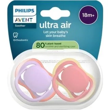 Philips Avent Ultra Air Sut 18+ Mdr., 80 % Plantebaseret, Orange/Pink