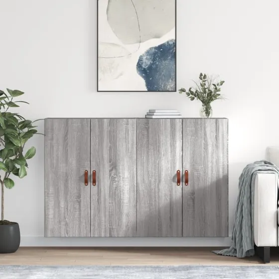 vidaXL Vægskabe 2 stk. 69,5x34x90 cm grå sonoma-eg