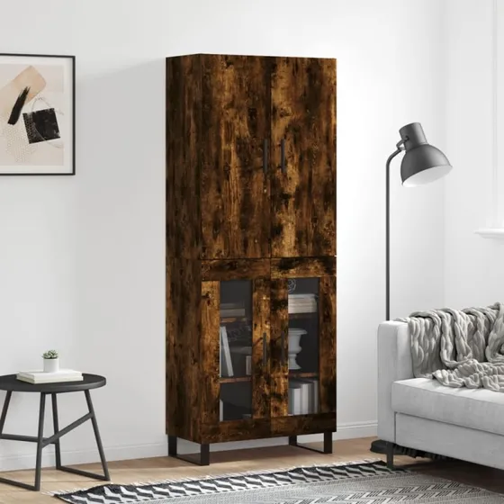 vidaXL Højskab 69,5x34x180 cm røget egetræsfarve