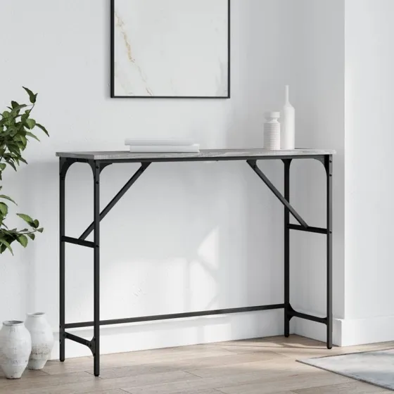 vidaXL Konsolbord 100x32x75 cm grå sonoma-eg konstrueret træ