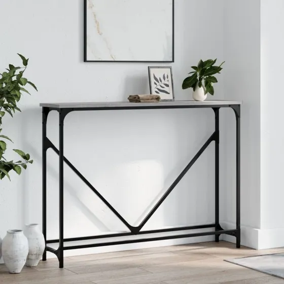 vidaXL Konsolbord 102x22,5x75 cm grå sonoma-eg konstrueret træ