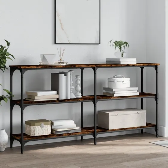 Etræs Konsolbord 150x29x75 cm, Røget Egetræ, Sort