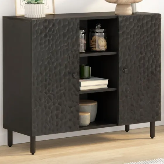 vidaXL Skab 90x33x75 cm massivt mangotræ sort