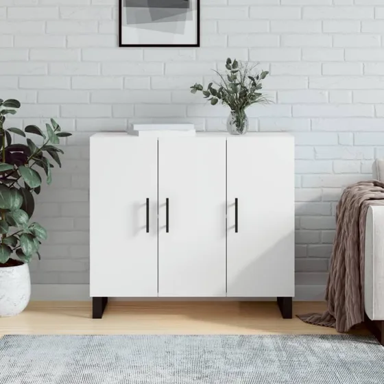 vidaXL Skab 90x34x80 cm Konstrueret Træ Hvid