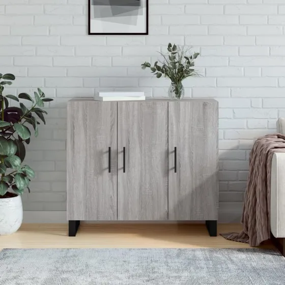 vidaXL Skab 90x34x80 cm Konstrueret Træ Grå Sonoma-Eg