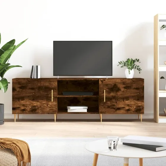 vidaXL tv-bord 150x30x50 cm røget egetræsfarve konstrueret træ