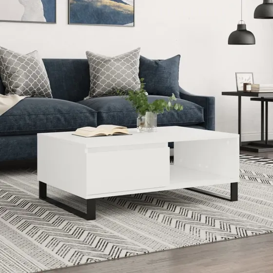 vidaXL sofabord 90x60x35 cm hvid konstrueret træ