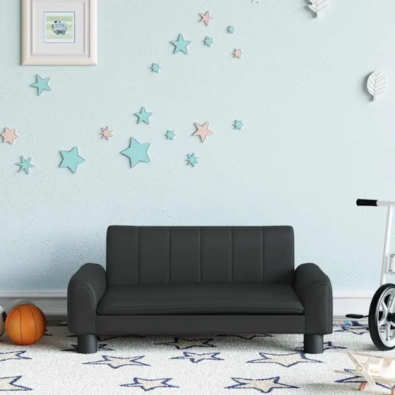 vidaXL børnesofa 70x45x30 cm kunstlæder sort