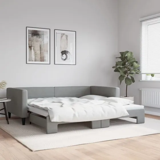vidaXL Daybed med udtræk 100x200 cm lysegrå