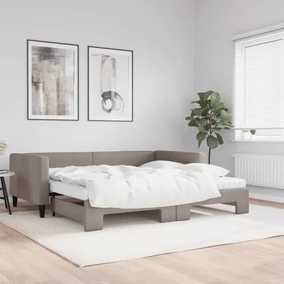 vidaXL Daybed med udtræk og madras 100x200 cm gråbrun