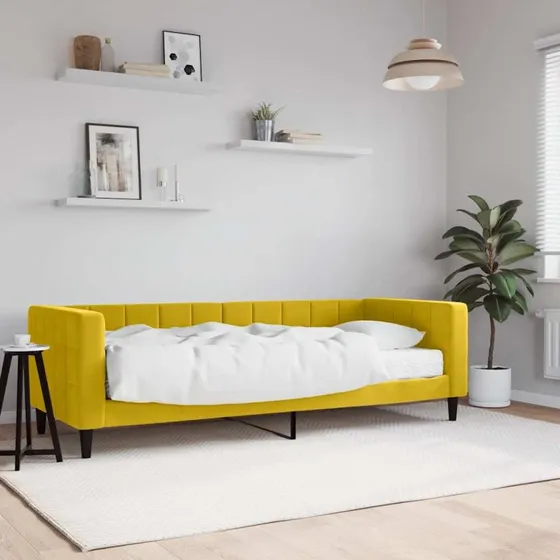 vidaXL Daybed med madras 80x200 cm velour gul