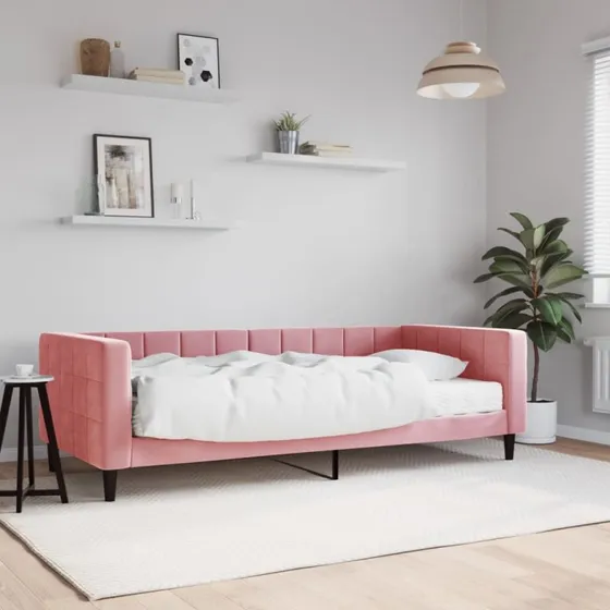 vidaXL Daybed med madras 90x200 cm velour pink