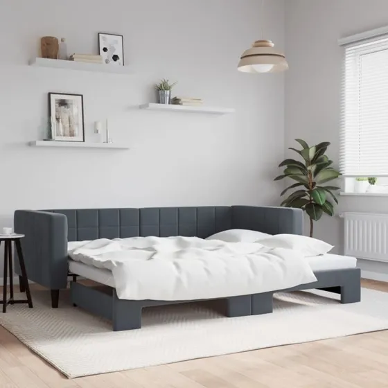 vidaXL Daybed med Udtræk 90x200 cm Mørkegrå