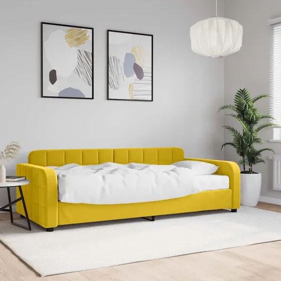 vidaXL Daybed med madras 90x200 cm velour gul