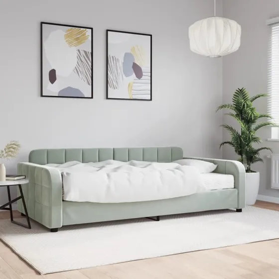 vidaXL Daybed med madras 100x200 cm lysegrå