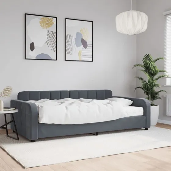 vidaXL Daybed med madras 100x200 cm mørkegrå