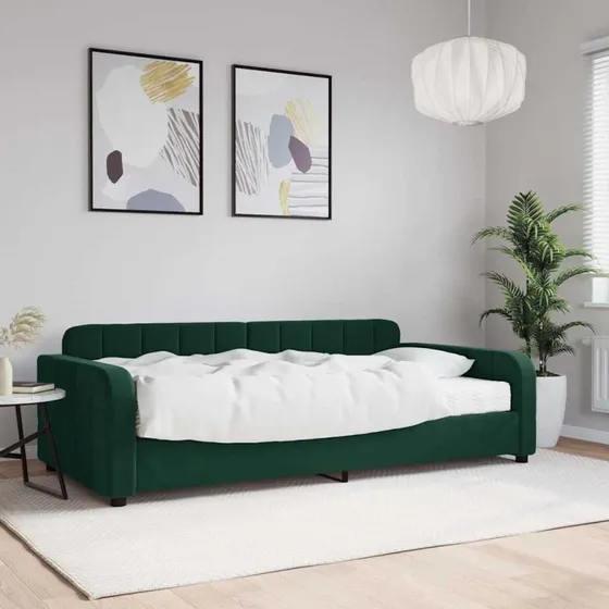 vidaXL Daybed med madras 100x200 cm mørkegrøn