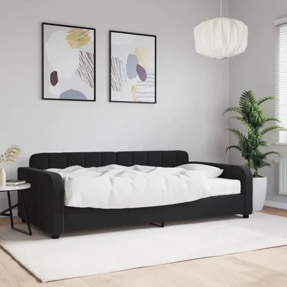 vidaXL Daybed med madras 100x200 cm sort