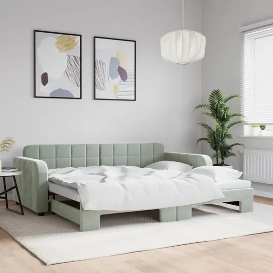 vidaXL Daybed med Udtræk 90x200 cm Lysegrå