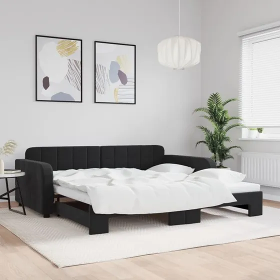 vidaXL Daybed med Udtræk 100x200 cm Sort