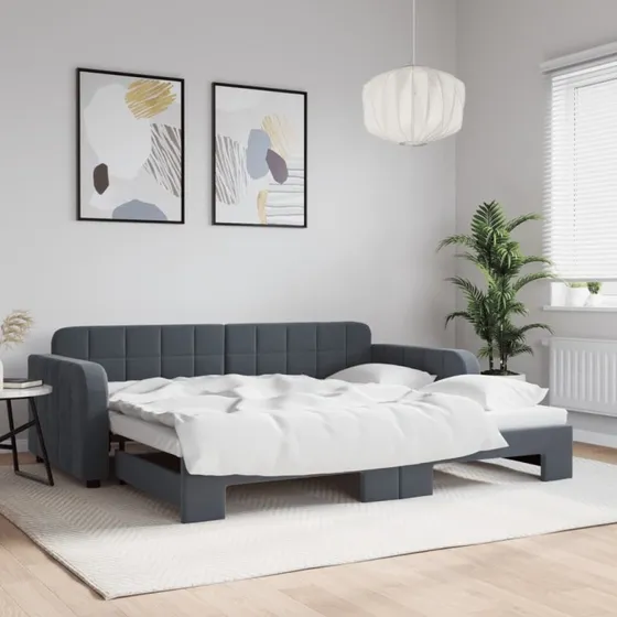 vidaXL daybed med udtræk 90x190 cm mørkegrå