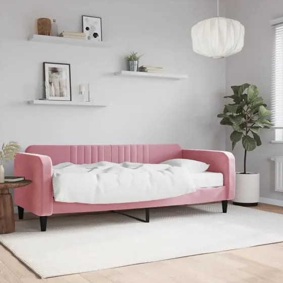 vidaXL Daybed med madras 90x200 cm pink velour