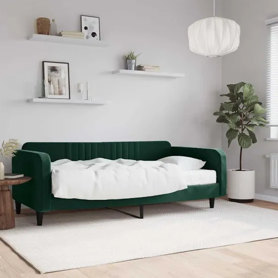 vidaXL Daybed med madras 100x200 cm mørkegrøn