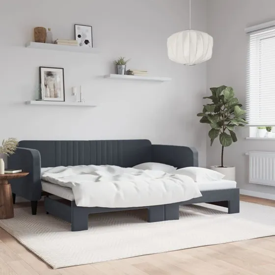 vidaXL Daybed med Udtræk 90x190 cm Mørkegrå