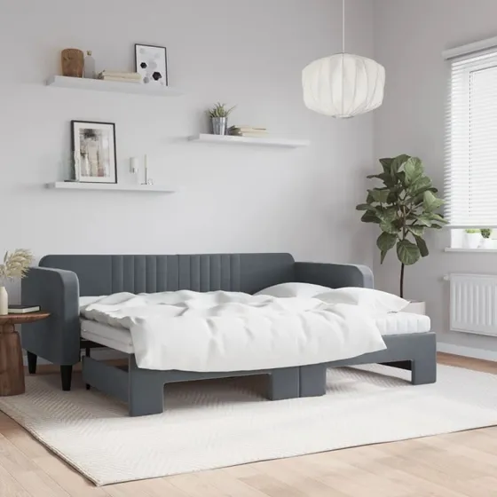 vidaXL daybed med udtræk og madras 80x200 cm mørkegrå