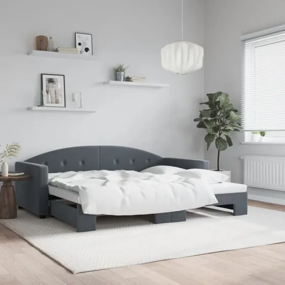 vidaXL Daybed med Udtræk 90x200 cm Mørkegrå