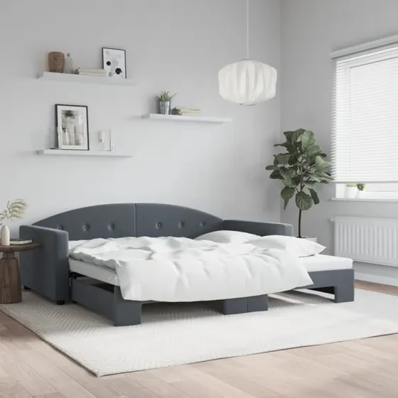 vidaXL Daybed med Udtræk 100x200 cm Mørkegrå