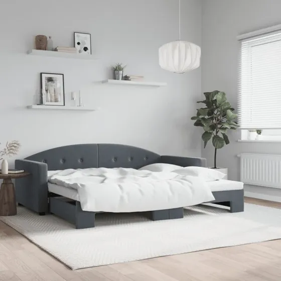 vidaXL Daybed med Udtræk 90x190 cm, Mørkegrå
