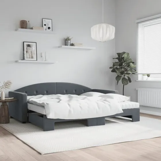vidaXL Daybed med Udtræk og Madras 90x200 cm Mørkegrå