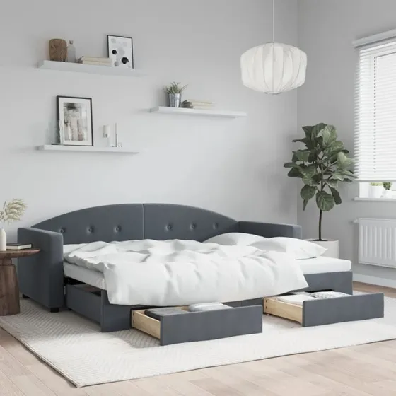 vidaXL Daybed med Udtræk og Skuffer 80x200 cm Mørkegrå