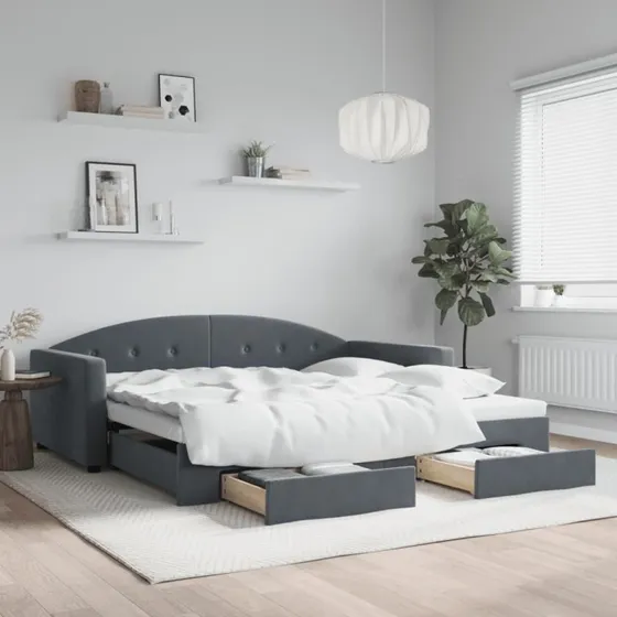 vidaXL Daybed med Udtræk og Skuffer 100x200 cm, Mørkegrå