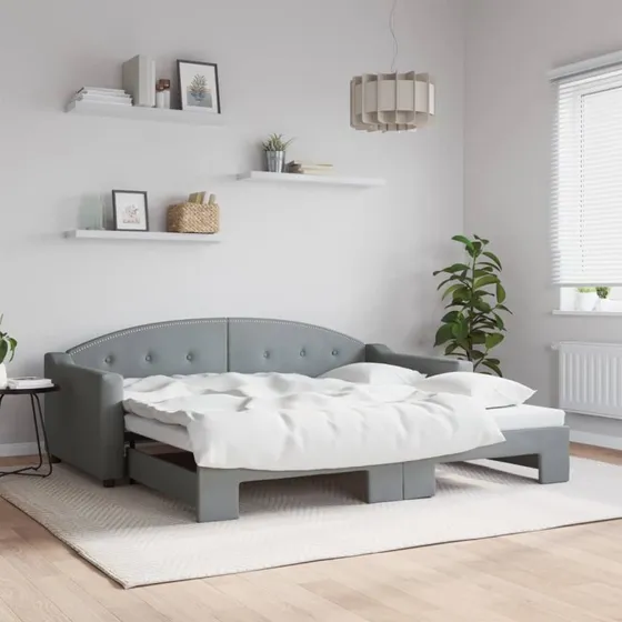 vidaXL daybed med udtræk 90x190 cm lysegrå