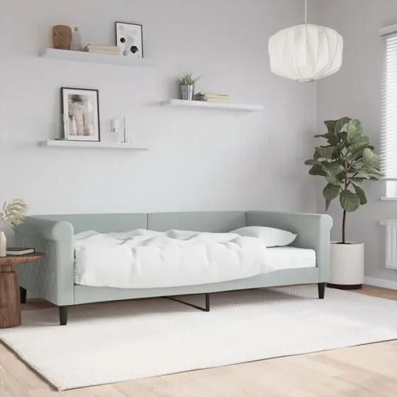 vidaXL Daybed med madras 100x200 cm lysegrå velour